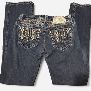 Miss Me blue jeans with embellishments. Size 25.